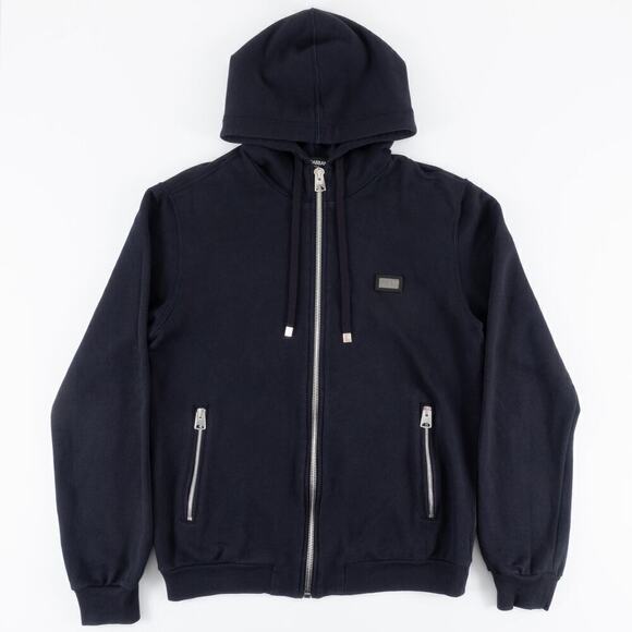 Dolce & Gabbana Cotton Silk Hoodie Men's 48 (Medium) Dark Blue - Picture 1 of 8